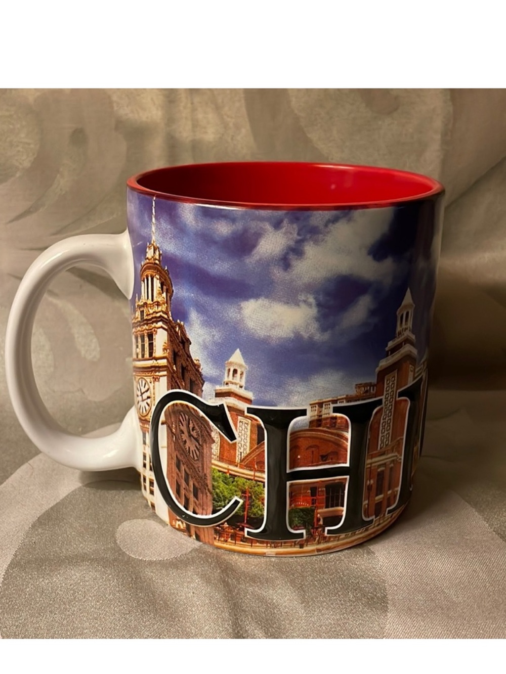 AMERICA WARE Coffee Mug CHICAGO City Skyline~Raised Letters~18 Oz~Heavy!